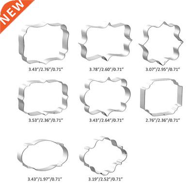 8Pcs Plaque Cutter Cookies Frame DIY Cake Oval Square Rectan