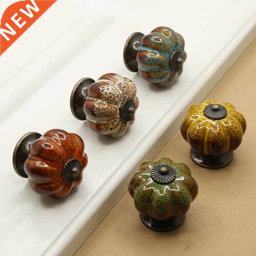 1PC 40MM Pumpkin Ceramic Pull Knobs For Dresser Knob Drawer