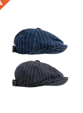 SEFRTPHT Washed denim Retro Beret stripe Men's Beret Newsboy