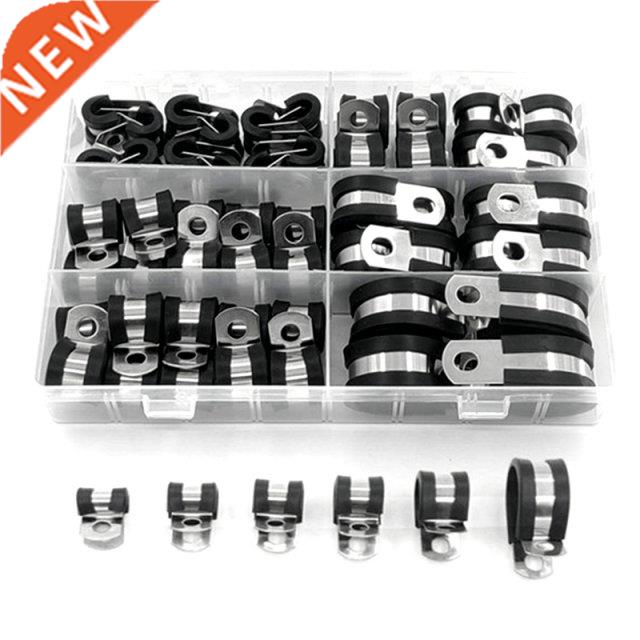 Cable Clamp,52Pcs Rubber Cushion Insulated Clamp.Stainless S