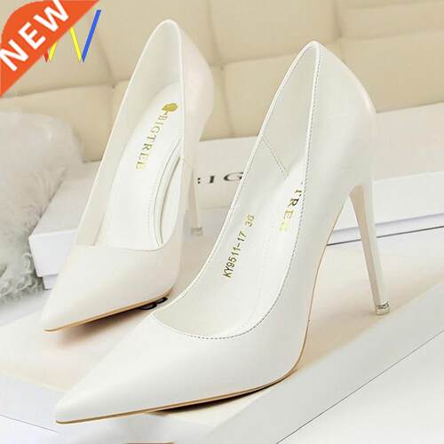 Women Fashion High Heels Shoes Black White Wedding Shoes
