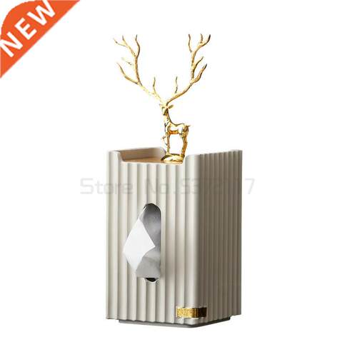 European Style Golden Deer Rectangul Tissue Box Striped