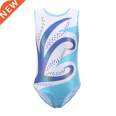 EFINNY 5-14 Years Girls Sleeveless Shiny Diond Gymnastics