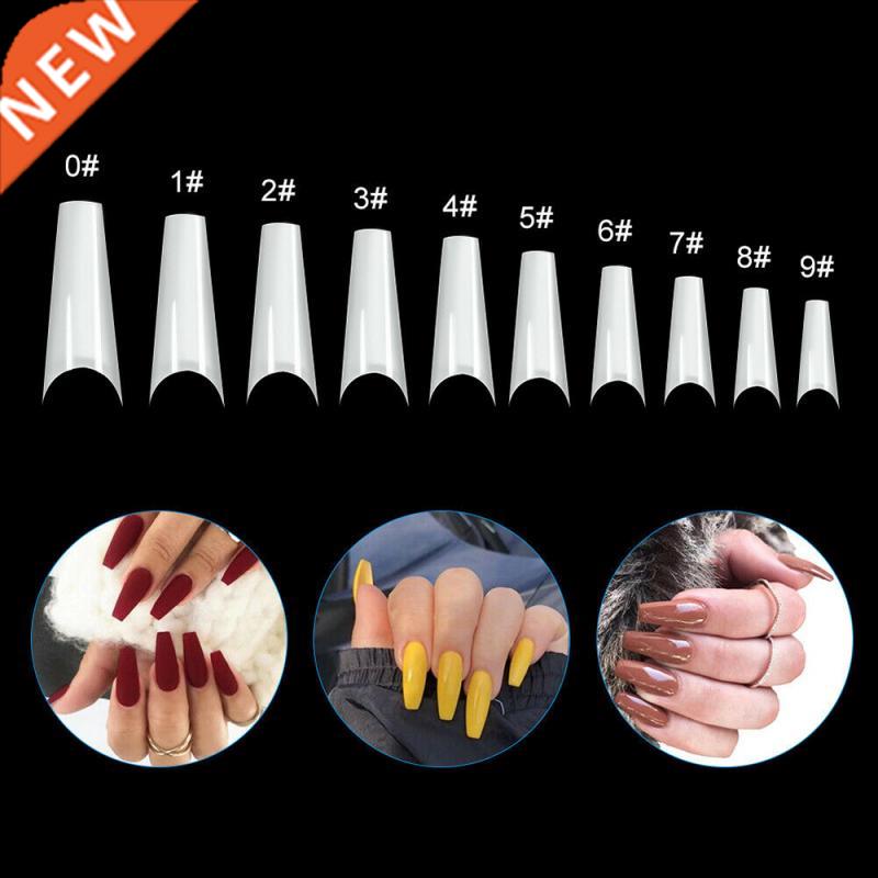 500PCS False Nail Polish Extension Long Ballerina Half