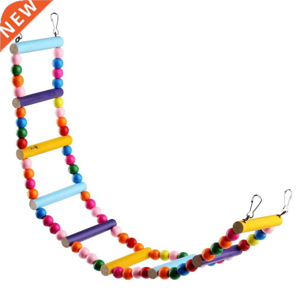 pets birds wooden ladders connected with colorful balls and