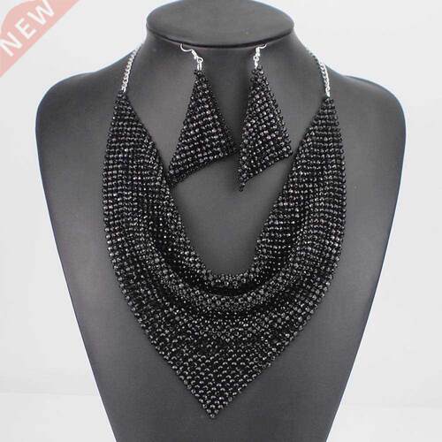 MANILAI Indian Jewelry Set Shining Rhinestone Metal Slice Bi