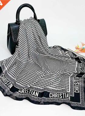 90x90cm Silk Scarf Luxury Brand Designer Hair Scarf Print He