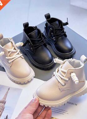 Baby Kids Short Boots Boys Shoes Autumn Winter Leather Child