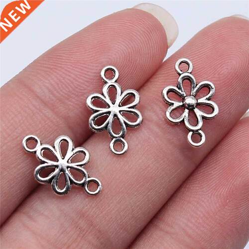 WYSIWYG 40pcs 15x9mm Antique Silver Color Flower Connector C