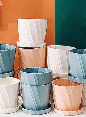 4pcs Simple Plastic Flowerpot Succulent Planter Bonsai Conta