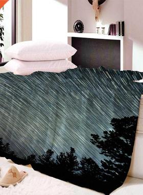 Landscape Printing Plush Throw Blanket Painted Reed Fleece