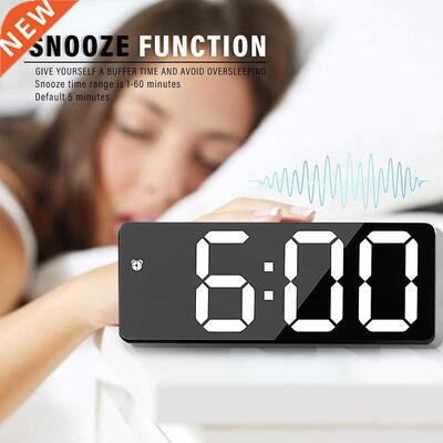 ABS Mirror Alarm Clock LED Digital Clock Voice Control Snooz