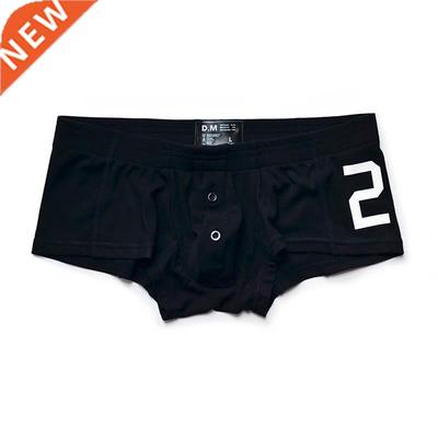 Man's Underwear Shorts Solid Boxers Buttons Underpan