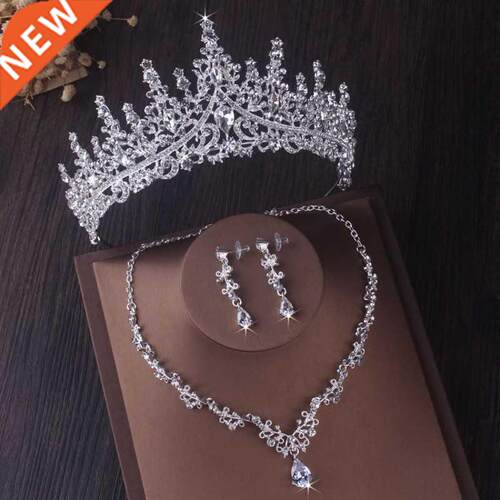 Luxury Silver Color Crystal Water Drop Bridal Jewelry Sets R
