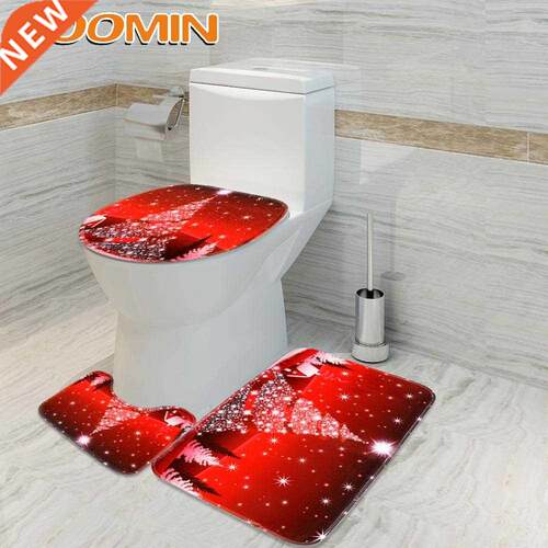 HOOMIN Bathroom Set Non-slip Bathmat Santa Claus Toilet