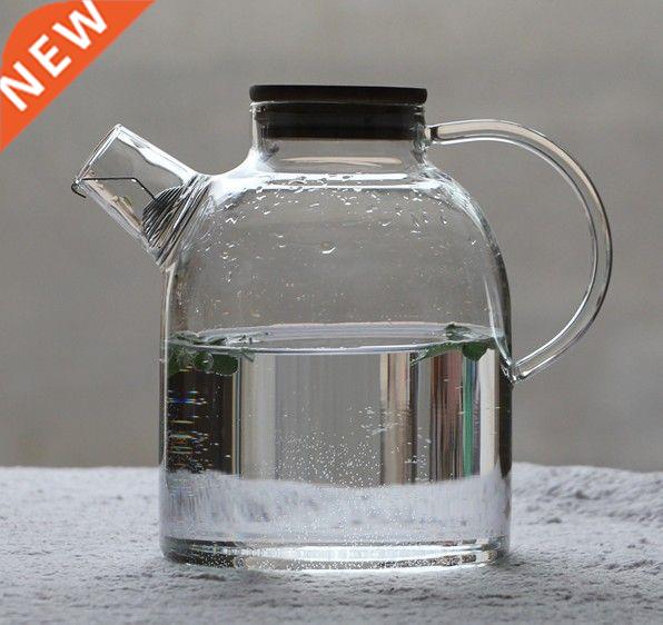 1PC Glass Kettle Water Jug Heat Resistant Flower Teapot