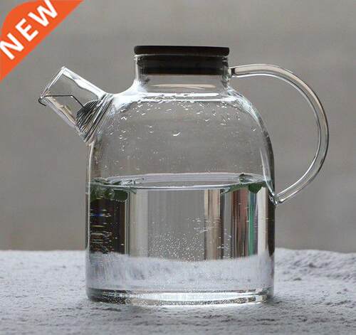 1PC Glass Kettle Water Jug Heat Resistant Flower Teapot