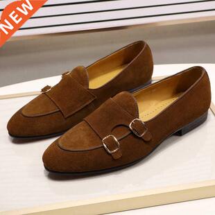 Fashion Design Suede Leather Mens Loafers Black Brown Green