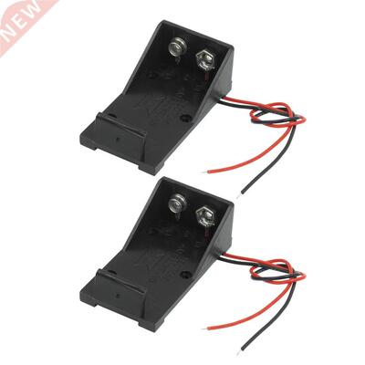 2 Pcs Black9V Batteries Case Holder w Wire Leads