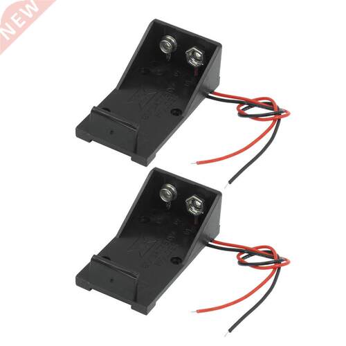 2 Pcs Black9V Batteries Case Holder w Wire Leads