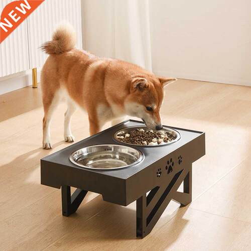 Adjustable Dog Double Bowls Elevated Feeder Pet Feeding