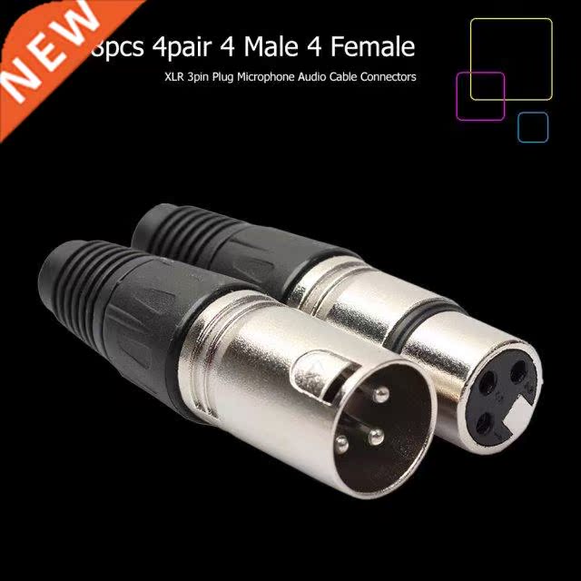 8pcs Silver Case + Black Tail 4 Male 4 Female PVC rubber sle