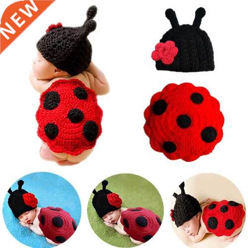 2Pcs/Set Newborn Ladybug Suit Photography Props Costume Hat