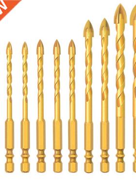 10Pc Titanium Plating Masonry Drill Bits, Concrete Drill Bit