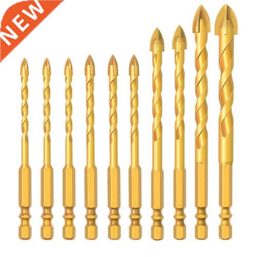 10Pc Titanium Plating Masonry Drill Bits, Concrete Drill Bit