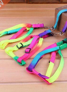 120cm Nylon Rainbow Pet Dog Collar Harness Leash Soft