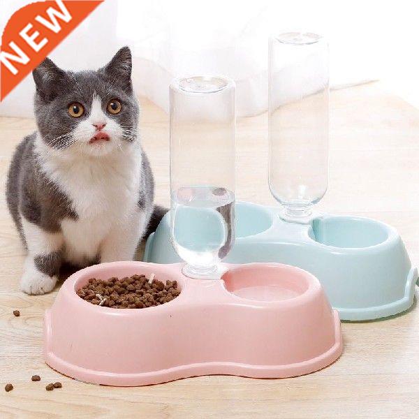 2 In 1 Pet Double Bowls Creative Candy Color Plastic Bowl