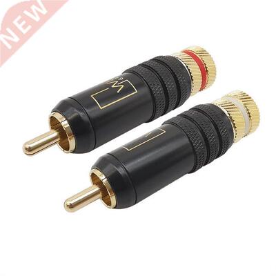 2Pcs Gold Plated RCA Male Plug RCA Connector Screws Solderin