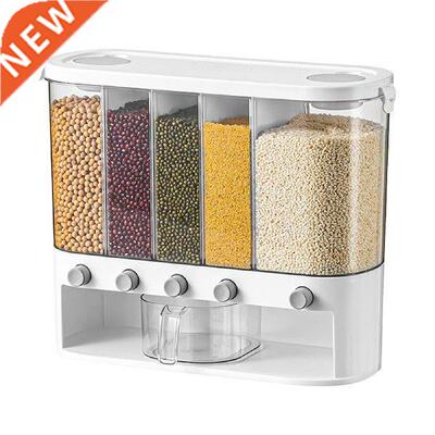 Rice Dispenser 5-Grid Airtight Cereal Dispenser Countertop