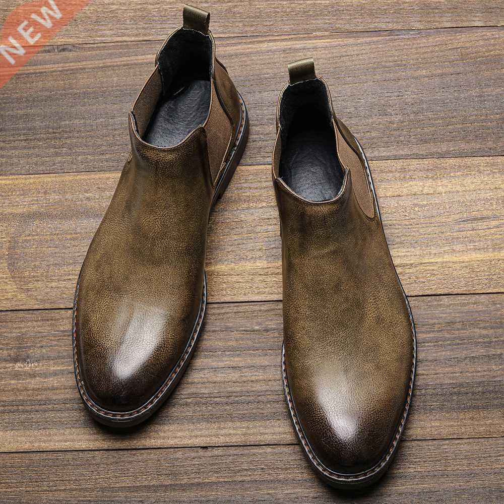 2022 Retro Chelsea Boots Men Brand Comfortable Fashion Leath