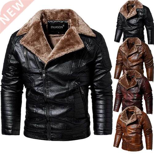 Mens Thick Leather Jackets Winter Autumn Male Fashion Motorc