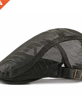 Summer Solid Color Mesh Newsboy Cps Men Flt Peked Cp Wom