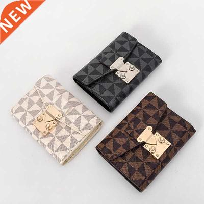 2022 Light Luxury New Small Wallet Women's Short Lock Print