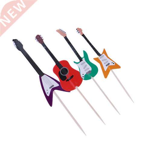 Cake Topper Guitar Cupcake Music Decorations Kids Picks