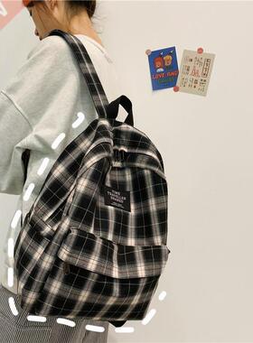 Fashion Plaid Women Backpack College Student Backpack Teena
