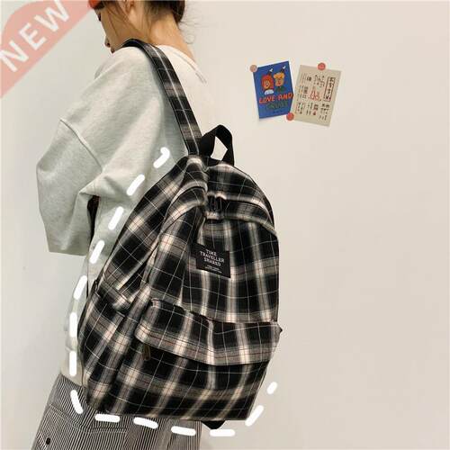 Fashion Plaid Women Backpack College Student Backpack Teena