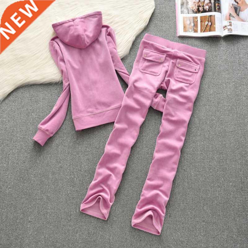 Spring / Fall 2020 Women'S Brand Velvet Fabric Tracksuits Ve