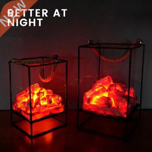 Flameless Fireplace Light Save Energy Charcoal Flame Lamp