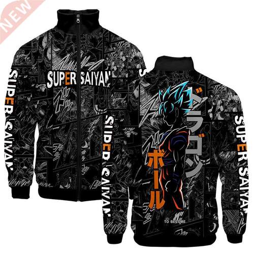 Men Jacket Coat Anime Harajuku Stand Collar Zipper Sweatshir