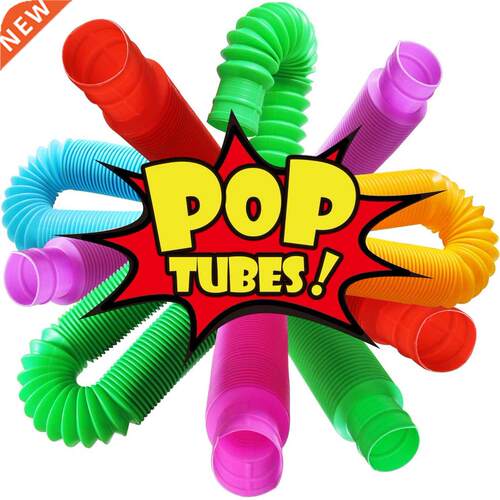 4 Pack Mini Pop Tube Sensory Fidget Toy Colorful Heavy-Duty