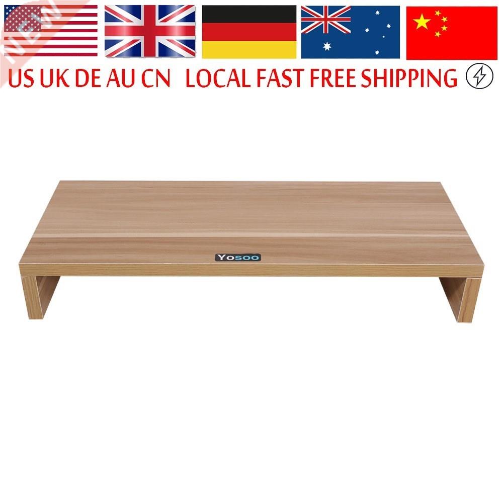 Wooden Monitor Stand PC LED LCD Computer Monitor Riser Deskt