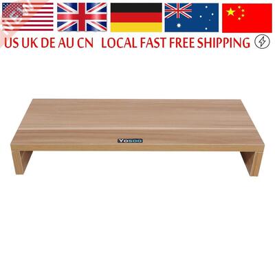 Wooden Monitor Stand PC LED LCD Computer Monitor Riser Deskt