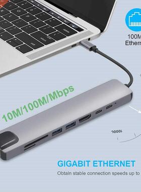 USB C Hub Type C to HDMI 4K PD 5A 87W Dock Rj45 Lan USB 3.1