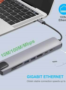 USB C Hub Type C to HDMI 4K PD 5A 87W Dock Rj45 Lan USB 3.1
