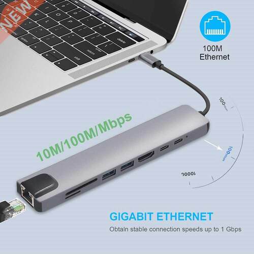 USB C Hub Type C to HDMI 4K PD 5A 87W Dock Rj45 Lan USB 3.1