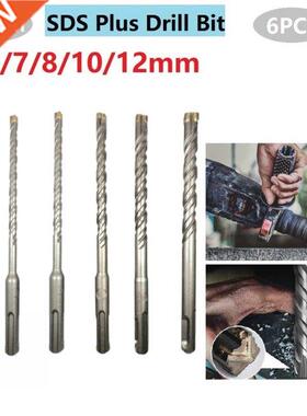 6Pcs 5mm-12mm Concrete SDS Plus Drill Bit Cross Tip 4 Cutter